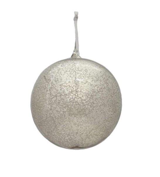 Add a touch of vintage elegance to your holiday decor with our 120mm Mercury Vintage Silver Glass Ornament. This stunning ornament features a classic design that captures the timeless beauty of mercury glass, showcasing a reflective surface that shimmers in the light.