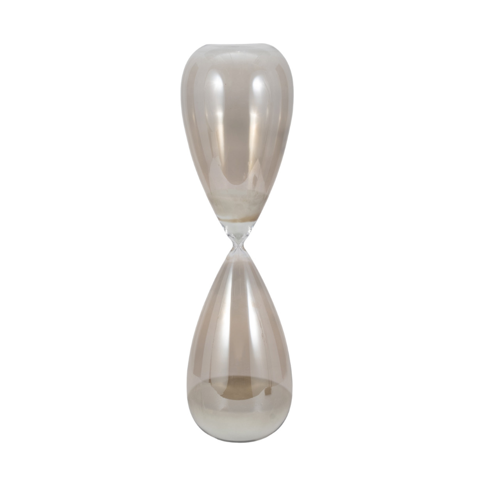 Introducing the&nbsp;23" Galene Large Grey Hourglass, a stunning fusion of elegance and functionality that will elevate the aesthetic of any casual home decor. This exquisite piece, crafted entirely from high-quality glass, showcases a sleek and modern design that seamlessly fits into a variety of interior styles.