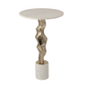 Elevate your space with the stunning 25" Kargin Marble Top Gold Table, a perfect fusion of glam and modern design. The elegant marble top, supported by a chic gold metallic frame, adds a touch of luxury to any room. Crafted with a durable aluminum base and a sophisticated MDF structure, this table combines style with sturdiness.
