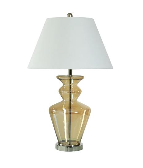 The 29" Opulence Glass Transitional Table Lamp combines timeless elegance with modern functionality. Featuring a sleek glass base and a refined silhouette, this lamp is designed to complement both classic and contemporary interiors. Its versatile design makes it perfect for side tables, nightstands, or console tables, adding a warm and inviting glow to any room while serving as a sophisticated decorative accent.