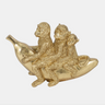 Crafted from durable polyresin and finished in a stunning metallic gold, this figurine offers both visual appeal and a touch of enchantment. The intricate detailing of the monkeys and the vibrant gold banana make it a delightful accent piece that adds personality and elegance to any room.