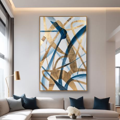 The Abstract Hand-painted Oil Painting in Blue showcases a unique and eye-catching design, adding a contemporary touch to your wall decor and becoming a captivating focal point in any room. This artwork is versatile and can be placed in various settings such as living rooms, bedrooms, offices, or even gallery spaces, making a statement wherever it is displayed. The painting features a beautiful blue color palette, creating a serene and tranquil atmosphere that evokes a sense of calm and relaxation a perfect