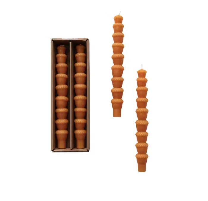 Embrace the spirit of fall with our Acorn Shaped Candles, designed to bring a touch of seasonal charm to your home decor. This set of two candles features a delightful acorn shape in a warm, autumnal orange, perfect for enhancing your fall-themed displays or adding a cozy touch to any room. 