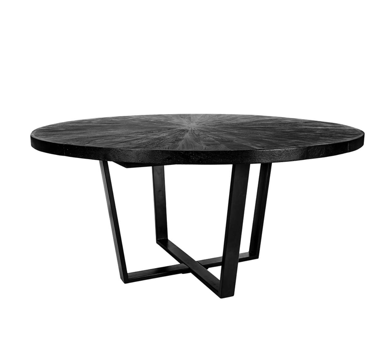 This black dining table is certain to add character to your space with its rounded surface and uniquely modern overlapping cross-legged frame. Measuring a generous 63W x 31H, it can comfortably seat five people, meaning you can bring a stylish flair to your family dinner or gatherings. The muted colorway of the tabletop and frame ensures that the table can complement almost all interior styles.