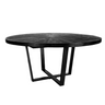 This black dining table is certain to add character to your space with its rounded surface and uniquely modern overlapping cross-legged frame. Measuring a generous 63W x 31H, it can comfortably seat five people, meaning you can bring a stylish flair to your family dinner or gatherings. The muted colorway of the tabletop and frame ensures that the table can complement almost all interior styles.