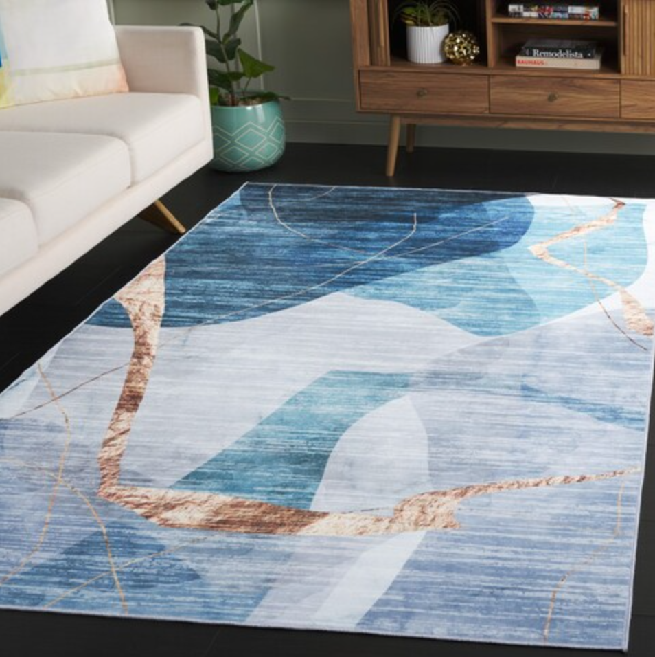 5' x 8' Blue and Gold Rug Santa Monica Collection