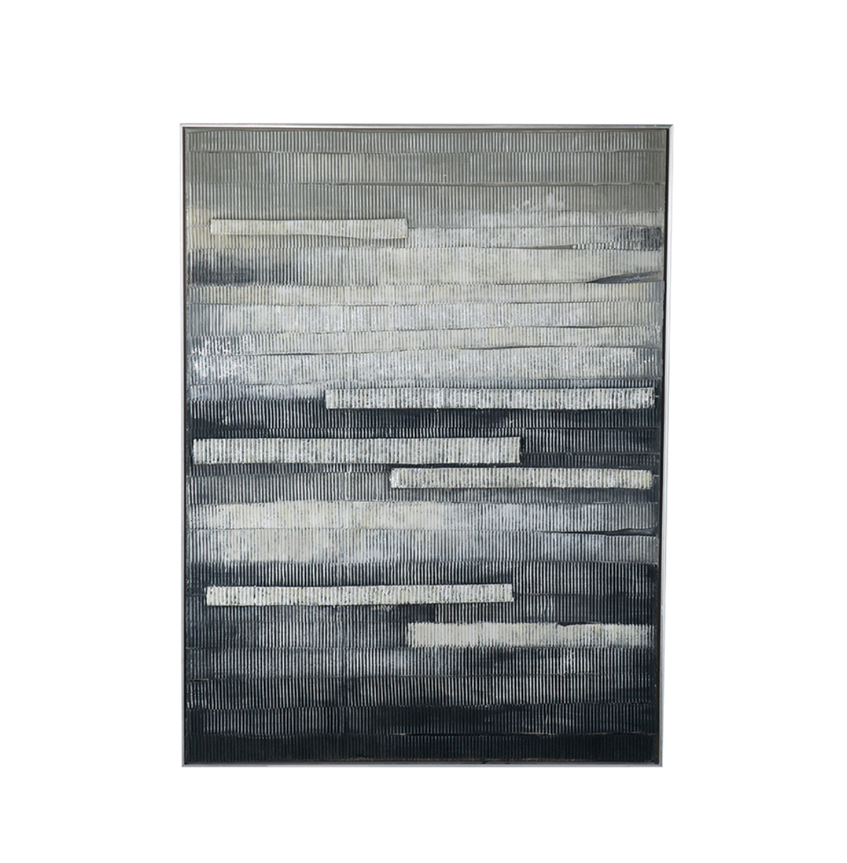 The Camacho framed wall art has strong lines and graphic energy that is the perfect to accent any room. This hand painted oil on canvas is able to be hung vertically or horizontally, and adds texture and dimension with tones of blue-gray, beige, and cream. Create a focal point in your office, living room, or entry and give your home a touch of modern style.