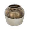 Use the lovely Candia Ceramic Vase to bring warm neutral color and on-trend metallic sheen to your favorite space. The colors and distressed finish come together to create a style that transcends eras. The medium size makes it easy to find a suitable home for this vase on a table, shelf, or as part of a decorative arrangement.