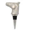 A nickel-finished cast aluminum horse head bottle stopper.