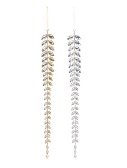 Silver and gold are always popular for the holidays; combine these classic glittering colors with holiday ivy and you have our Champagne Gem Vining Drop Ornaments. Dripping in jewels, these 22.5” long embellishments highlight ivy’s symbolism of everlasting life, an important promise celebrated at the core of the Christmas season.