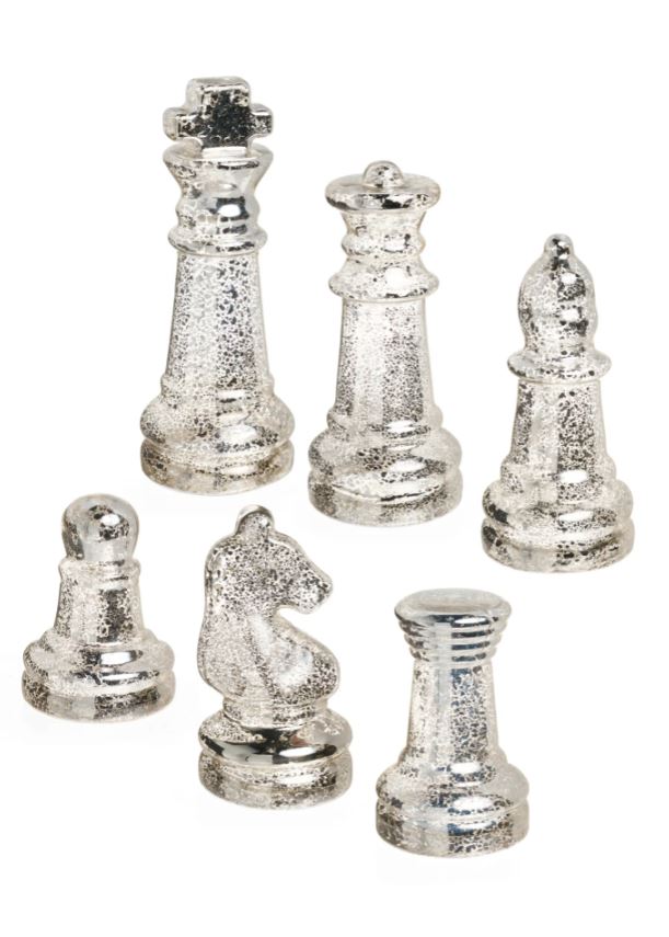 Elevate your game night with our Set of 6 Glass Chess Pieces in Silver. This elegant collection features beautifully crafted pieces that add a sophisticated touch to your chessboard.