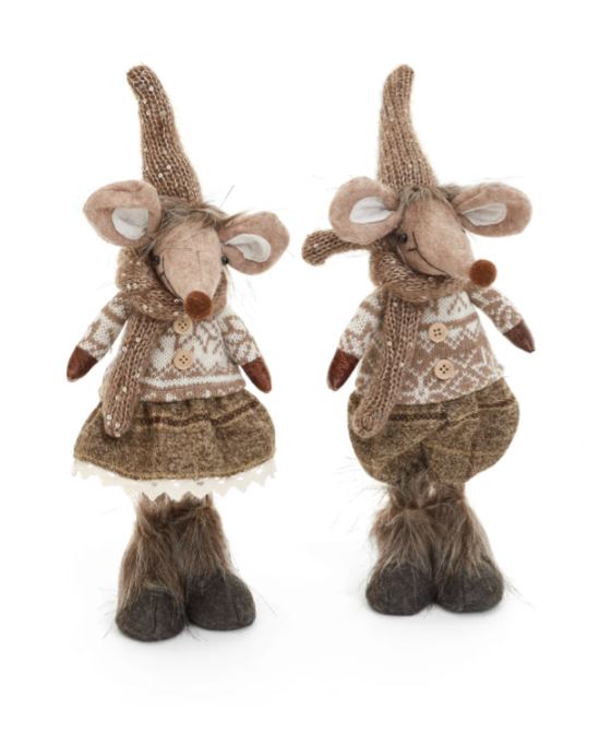 Each mouse stands gracefully, bringing a delightful touch of whimsy to your holiday decor. Perfect for adorning your mantel, shelves, or tabletops, these festive mice add a playful spirit to any setting. With their intricate details and cozy colors, they’re sure to become beloved accents during your holiday celebrations. Bring a bit of magic and cheer to your home with these delightful Christmas companions!