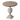 Round wooden table with decorative pedestal base on a white background