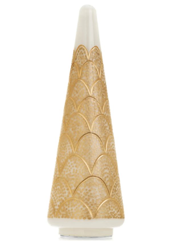 Scallop Glass Cone, White/Gold