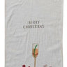 This set of two cotton slub printed tea towels features a festive and fun touch to the kitchen. The towels have a rectangle shape and a slub texture, giving them a casual and cozy feel. They come in two styles, each with a different holiday cocktail, saying, and loop in multicolor, with sayings like "Merry Christmas" and "How to Falala".