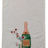 This set of two cotton slub printed tea towels features a festive and fun touch to the kitchen. The towels have a rectangle shape and a slub texture, giving them a casual and cozy feel. They come in two styles, each with a different holiday cocktail, saying, and loop in multicolor, with sayings like "Merry Christmas" and "How to Falala".