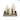Set of three textured ceramic vases on a square tray with a white background