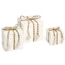 Elevate your holiday decor with our Deco Gift Box Set of 3 in White and Brown. These beautifully crafted boxes feature a chic, modern design that combines soft white with rich brown accents, making them a stylish addition to any festive setting.