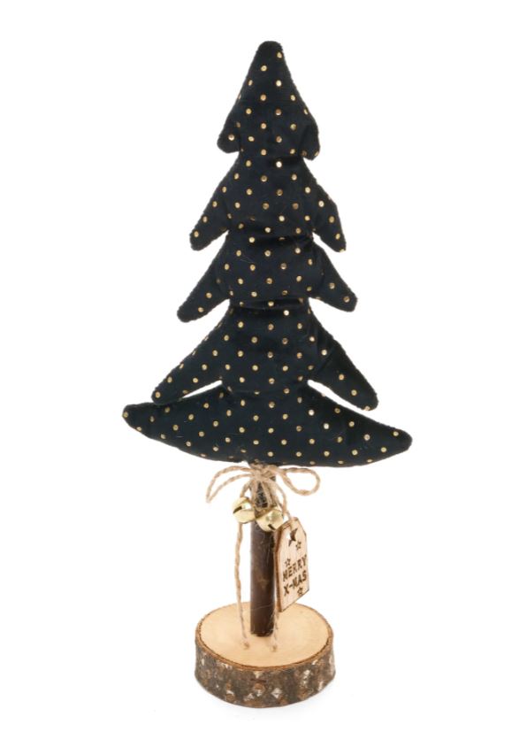 Enhance your holiday decor with our Black Deco Tree adorned with stylish dots. This eye-catching piece features a modern design that combines sleek black fabric with playful dotted accents, adding a contemporary flair to your festive displays.