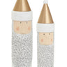 Bring a whimsical touch to your holiday decor with our 10.5" Gray and Gold Cement Santa. This charming piece features a unique blend of soft gray and metallic gold accents, adding a modern twist to traditional Christmas decor.