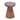 Wooden stool with a round top and wide base on a white background