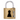 Gold padlock with a key on a white background