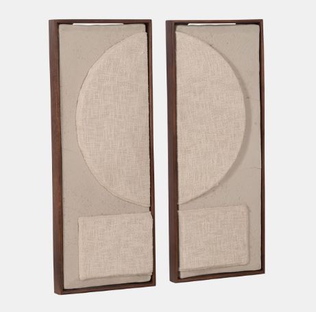 The Ecomix Fabric Wall Decor, Set of 2 offers a blend of texture and artistry, featuring handcrafted designs made from sustainable ecomix materials and fabric accents. Perfect for adding depth and dimension to your walls, these pieces bring a natural yet contemporary aesthetic to any room. Ideal for creating a gallery wall or as standalone accents, their versatile design complements a variety of decor styles.