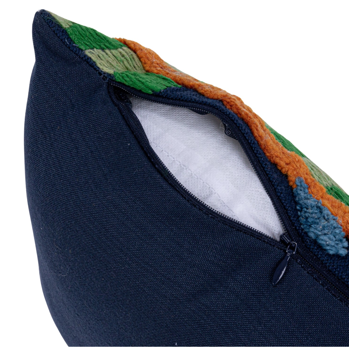 This embroidered fabric indoor/outdoor lumbar pillow features a vibrant and textured design with botanicals and tufting details. The pillow is a cozy addition to any space, adding charm and warmth. The multi-colored embroidered fabric gives it a vibrant and textured look, while the botanical design with tufting details adds personality and beauty. 