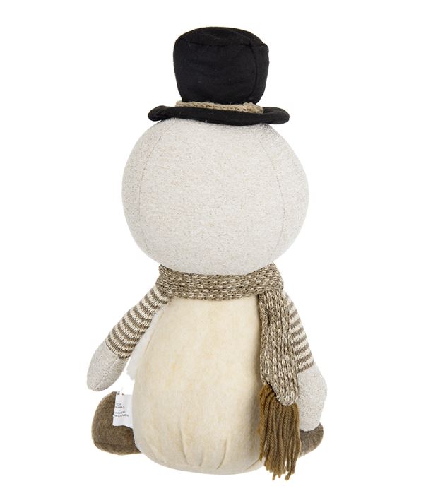 Bring festive cheer to your home with our adorable Fabric Sitting Snowman with a Big Head! This charming decoration features a soft, plush body and a whimsical oversized head, complete with a cheerful smile and cozy scarf. 