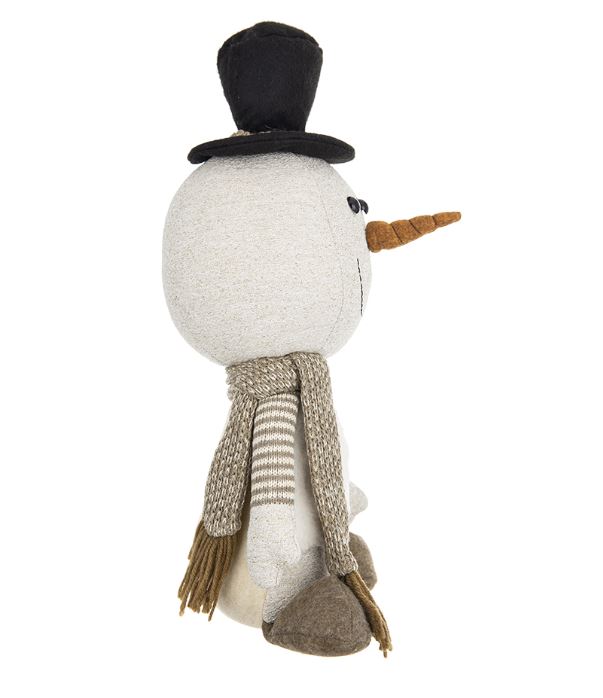 Bring festive cheer to your home with our adorable Fabric Sitting Snowman with a Big Head! This charming decoration features a soft, plush body and a whimsical oversized head, complete with a cheerful smile and cozy scarf. 