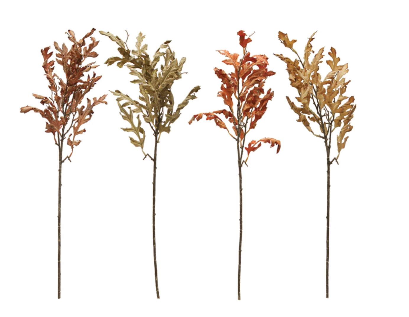 Bring the beauty of autumn into your home with our 32" Faux Oak Leaf Pick, available in four stunning colors. These realistic oak leaf picks are perfect for adding a touch of seasonal elegance to your decor, whether used in floral arrangements, wreaths, or as standalone accents. The lifelike leaves capture the essence of fall, making them a versatile and timeless addition to your home.

Each color sold separately.