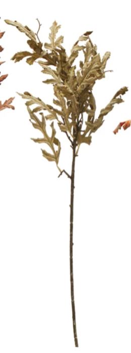 Bring the beauty of autumn into your home with our 32" Faux Oak Leaf Pick, available in four stunning colors. These realistic oak leaf picks are perfect for adding a touch of seasonal elegance to your decor, whether used in floral arrangements, wreaths, or as standalone accents. The lifelike leaves capture the essence of fall, making them a versatile and timeless addition to your home.

Each color sold separately.