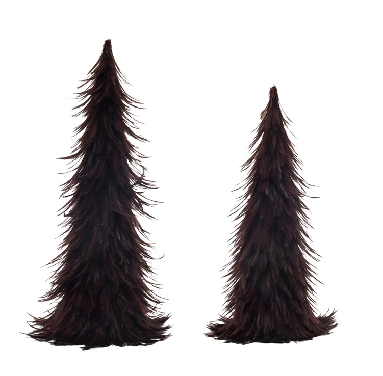 This set of burgundy feather trees with paper bases is a beautiful and convenient way to decorate for the holidays. It features 2 feather trees with a burgundy color and a paper base that creates a festive and cozy effect, making them look like fluffy and soft trees.