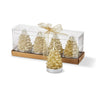 This set of 4 gold fir tree tealight candles is a beautiful and festive addition to any holiday decor. The candles are made from 100% paraffin wax and feature a delicate fir tree shape in a shimmering gold color. The candles are perfect for both indoor and outdoor use.