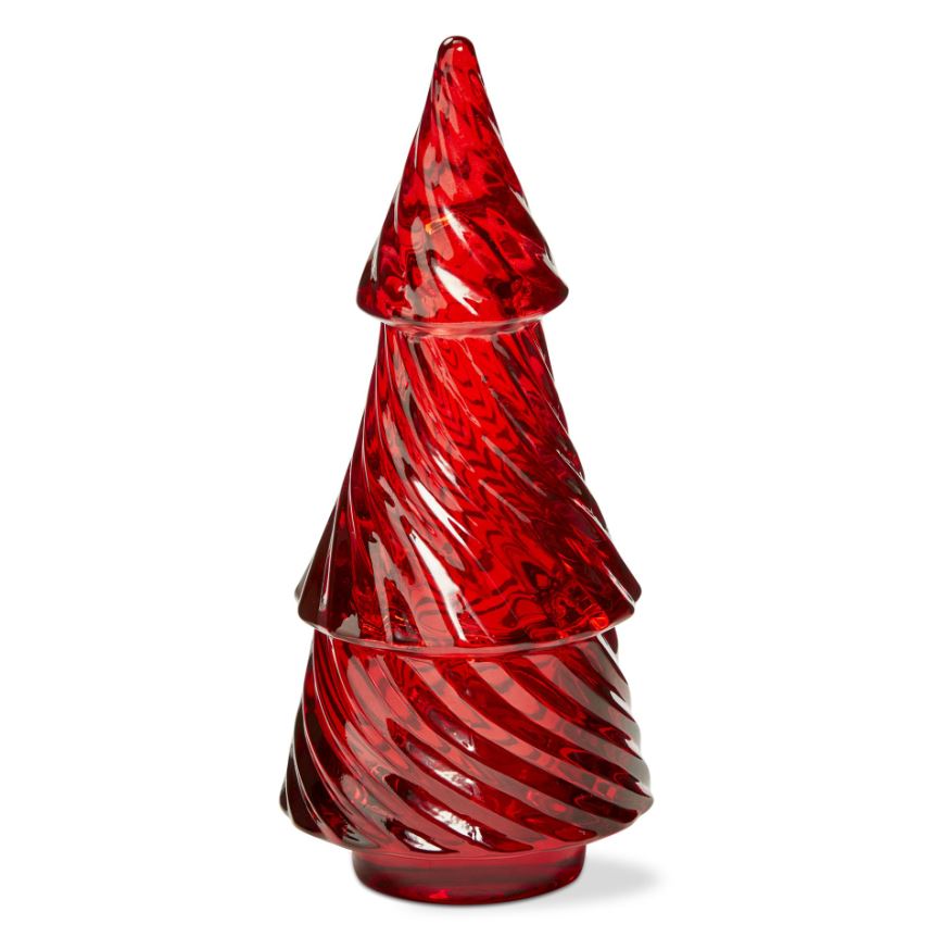 This Christmas tree tea light holder is a festive and elegant way to add light and ambiance to your home during the holiday season. The red soda lime glass tree is simple and elegant, and it will complement any decor.