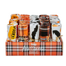 Halloween-themed dishtowels with various designs including orange and black plaid, and a bat and pumpkin motif.