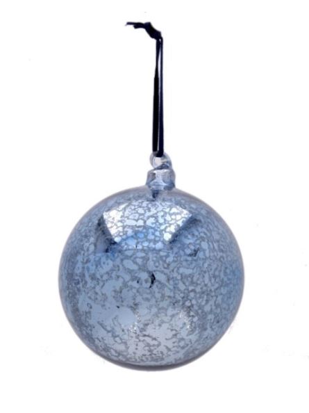 Hand Blown Top Glass Ornament, Delft Blue 100mm