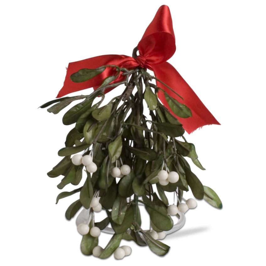 A beautifully festive hanging mistletoe. the perfect addition to any holiday display, find the perfect place to hang it for hopeful holiday smooches! 13 inches long.