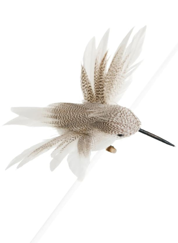 Hummingbird with Clip, Gray/White