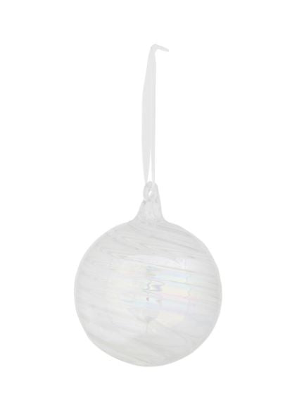 Iridescent Swirl Glass Ball Ornament, 3.25"