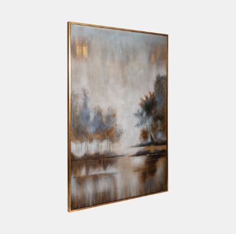 The 74" x 50" Landscape Oil Painting is a breathtaking piece that captures the serene beauty of nature with rich textures and vivid colors. Expertly hand-painted, this oversized artwork brings depth and tranquility to any space, making it a stunning focal point for living rooms, offices, or entryways. Its expansive size and timeless appeal make it a versatile choice for adding elegance and a touch of the outdoors to your decor.