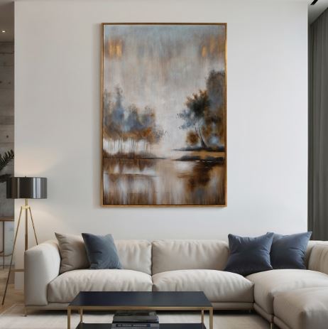 The 74" x 50" Landscape Oil Painting is a breathtaking piece that captures the serene beauty of nature with rich textures and vivid colors. Expertly hand-painted, this oversized artwork brings depth and tranquility to any space, making it a stunning focal point for living rooms, offices, or entryways. Its expansive size and timeless appeal make it a versatile choice for adding elegance and a touch of the outdoors to your decor.