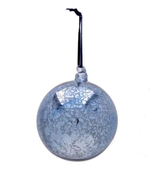 Mercury Glass Ball Ornament, Delft Blue 120mm