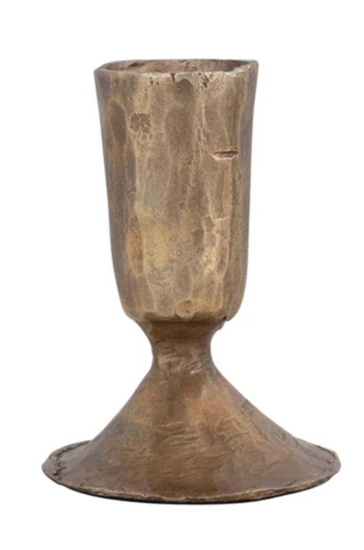 Bronze goblet-shaped candle holder