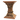 Wooden pedestal table with decorative design on a white background