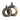 Decorative object with gold loops and gray textured surface on a white background