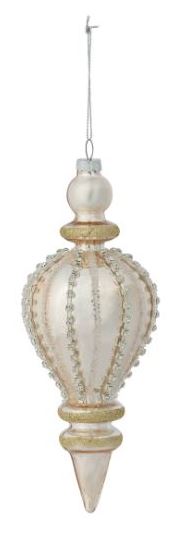 Each finial boasts a frosted glass finish adorned with shimmering rhinestone patterns that catch the light beautifully, adding a touch of glamour to your holiday decor. These elegant ornaments are perfect for creating a sophisticated and festive atmosphere, whether hanging from tree branches or displayed as part of your holiday centerpiece. With their unique designs, these finials are sure to become cherished pieces in your seasonal collection, making your celebrations truly special.