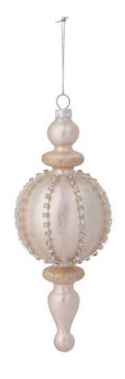 Each finial boasts a frosted glass finish adorned with shimmering rhinestone patterns that catch the light beautifully, adding a touch of glamour to your holiday decor. These elegant ornaments are perfect for creating a sophisticated and festive atmosphere, whether hanging from tree branches or displayed as part of your holiday centerpiece. With their unique designs, these finials are sure to become cherished pieces in your seasonal collection, making your celebrations truly special.