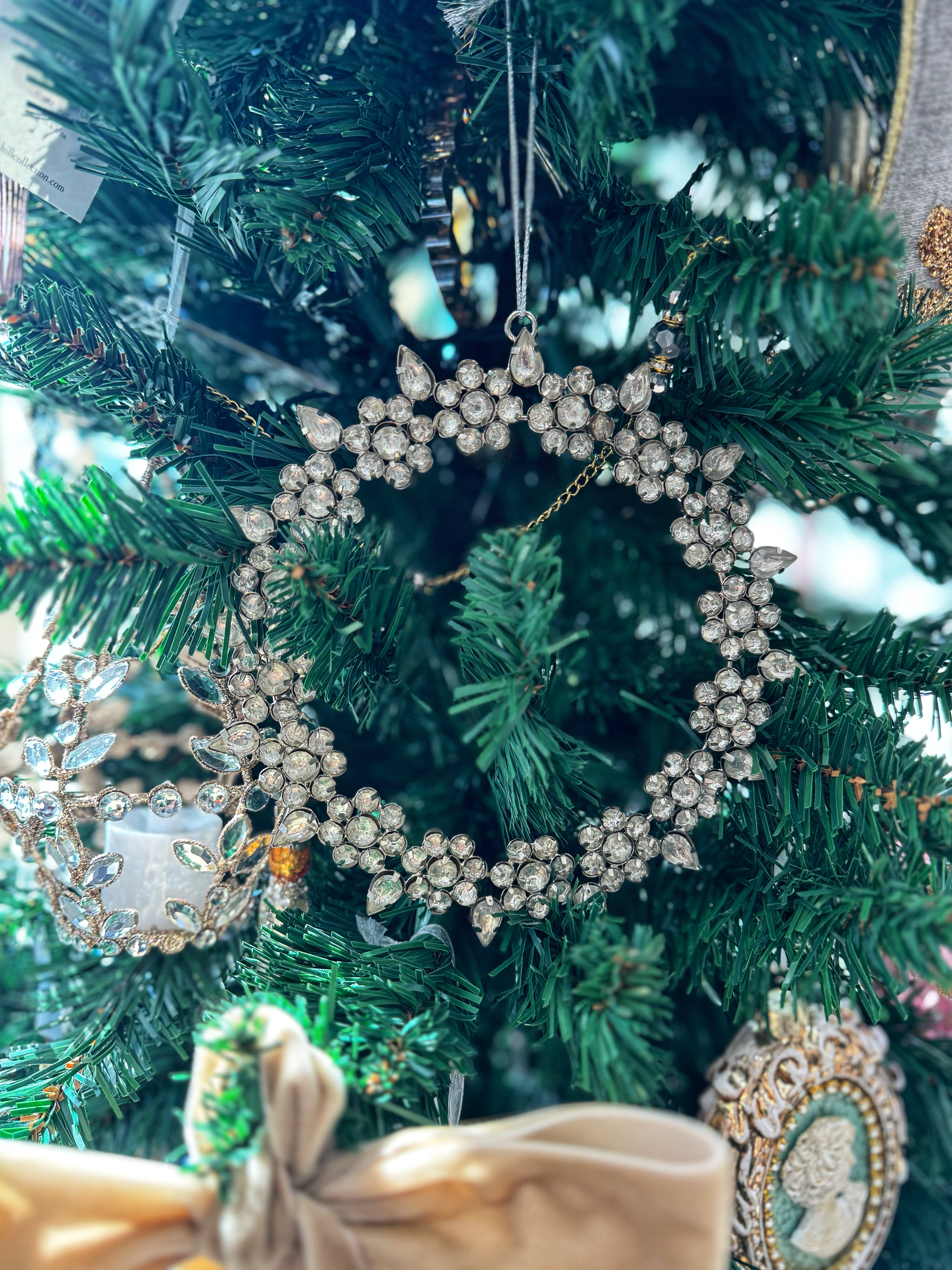 3 Assorted Styles. These vintage-inspired Rhinestone Wreath Ornaments will bring a certain nostalgia to your holiday decorating and add a shimmer to your Christmas tree. Comes in 3 assorted styles.