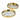 A pair of round plastic trays with a gold rim and floral motifs in the center.